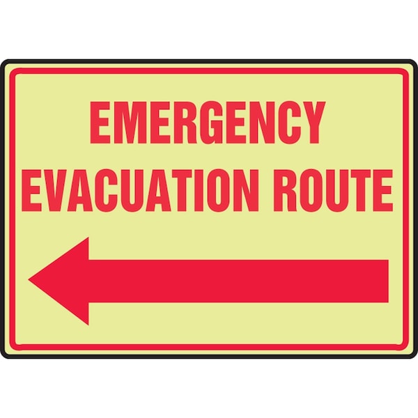 Accuform Emergency Exit Sign, 7 in Height, 10 in Width, Vinyl, Rectangle, English MLFE514GF - main