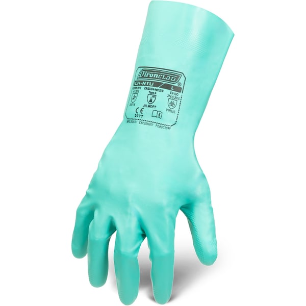 Ironclad Performance Wear CH-NTU Chemical Resistant Gloves, Nitrile, 12 in L, 15 mil, Teal, S CH-NTU-02-S - main