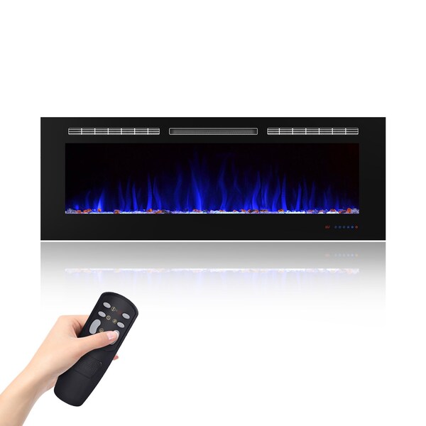 Edendirect 60-in W Black Wall mount LED Flat wall Electric Fireplace with Remote Control Included ZR-EF60 - main