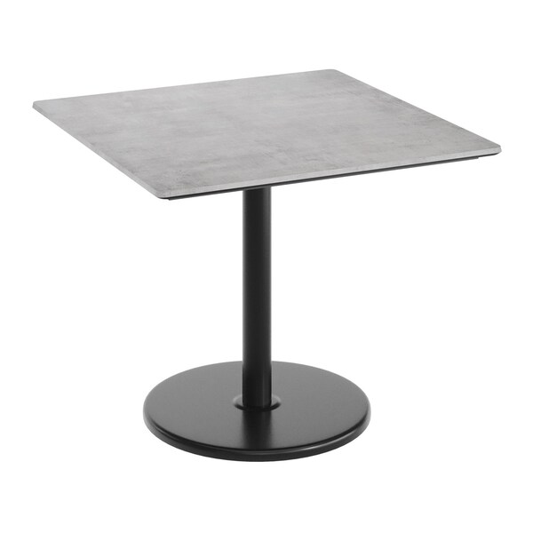 Flash Furniture 36" Square Tabletop, Seamless Surface Technology, Gray Faux Concrete, 24" Black RD Table Height Base ST-SQ36-CMGY-TR24-GG - main