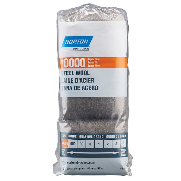 Norton Co. #0000 Norton 68112 Norton Steel Wool Pads, Super Fine, 12-Pack 352305 - main