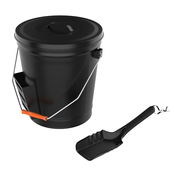 Pure Garden Ash Bucket 4.75-Gallon Metal Bucket with Lid & Shovel for Fireplace or Firepit Ashes Fireplace Tools 50-210 - main