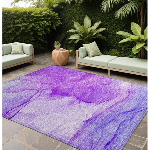 Homeroots 10' X 14' Purple Abstract Washable Non Skid Indoor Outdoor Area Rug 559774 - main
