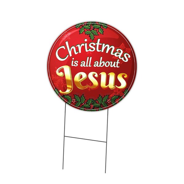 Signmission Christmas Is All About Jesus Double Sided Corrugated Plastic Circle Yard Sign C-24-CIR-DS-WS- ChristmasisallaboutJesus - main