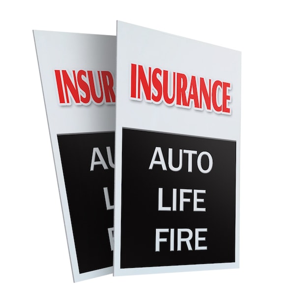 Signmission Insurance Auto Life Fire, Plastic Signs Only 24 Inch x 36 Inch, Corrugated Plastic, 2PK CSB-2436-2PACK-Insurance Auto Life Fire - main