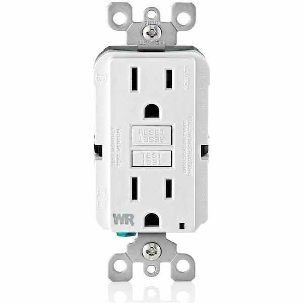 Leviton Self-Test GFCI Receptacle, Weather Resistant Duplex, 15 Amp, 125 Volt, 5-15R NEMA GFWR1-W - main