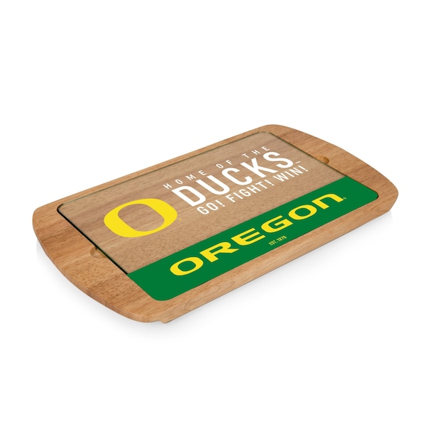 Picnic Time Family Of Brands NCAA Oregon Ducks Billboard Glass Top Cheese Board - Charcuterie Boards, Parawood 911-01-505-474-0 - main
