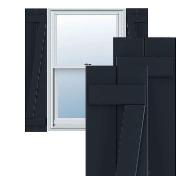Ekena Millwork True Fit PVC Two Board Joined Board-n-Batten Shutters w/Z-Bar, Starless Night Blue, 10 3/4W x 42H, PR TFP102BBF11X042OB - main