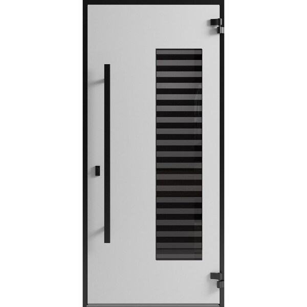 Vdomdoors Front Exterior Aluminum Door Ronex0633 Grey Prehung Entry Steel Metal Modern Painted W36xH80 RONEX0633EXD-GRE-W36xH80-LH-I - main