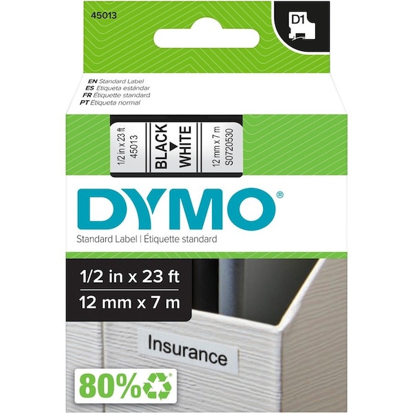 Dymo D1 Electronic Tape Cartridge, White DYM45013 - main