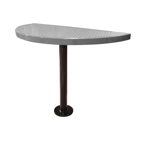 Leisure Craft Perforated Semi-Circle Pedestal Table, Portable, 30"H, Gray STAB30-PERF-GRAY - main