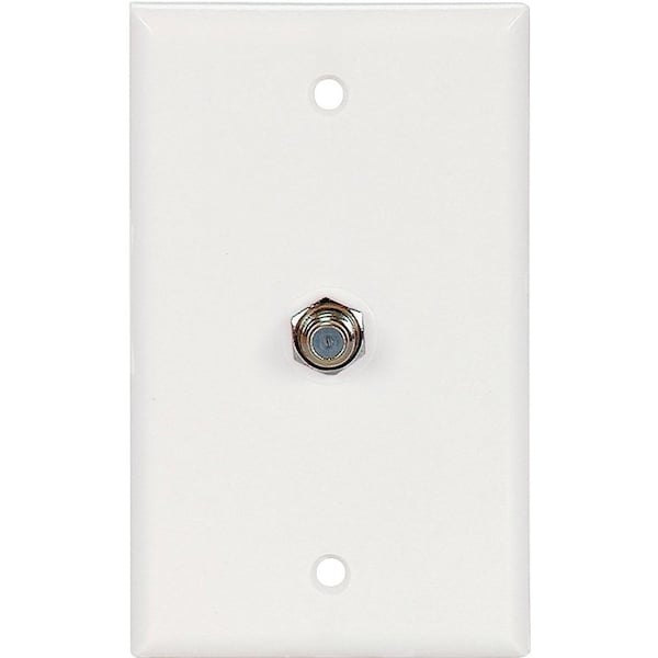 Eaton Wiring Devices Wallplate with Coaxial Adapter, 4-1/2 in L, 2-3/4 in W, 1 -Gang, Thermoplastic, White 1172W - main