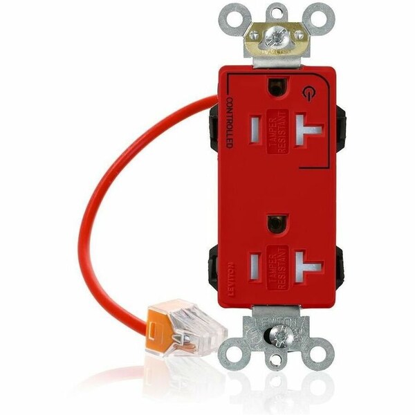Leviton Straight Blade Receptacle, 5-20R, 20 A, 125V AC, Flush Mount, Self-Grounded MT163-1CR - main