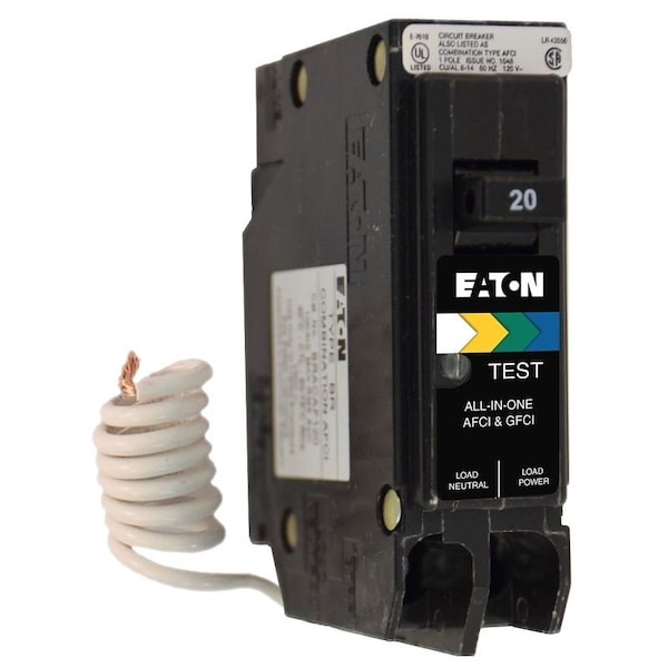 Eaton Cutler-Hammer Circuit Breaker, BR Series, 20A, 1 Pole, 10kA BRN120DF - main