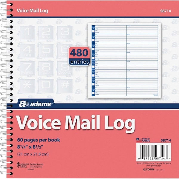 Adams Book, Log, Voicemail, 8.5X8.25 ABFS8714 - main
