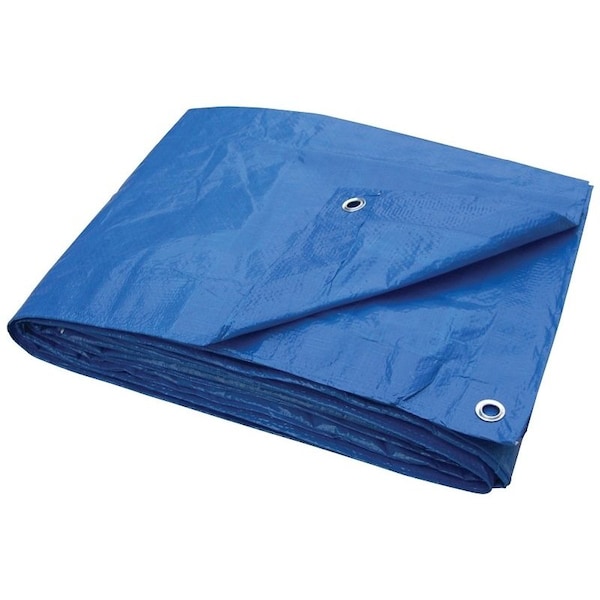 Prosource Tarpaulin, 40 ft L, 30 ft W, 3.5 mil Thick, Polyethylene, Blue T3040BB70 - main