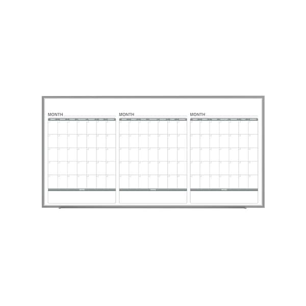 Ghent Calendar Whiteboard with Aluminum Frame, 3 Month Calendar, Magnetic, 4'H x 8'W GRPM333M-48 - main