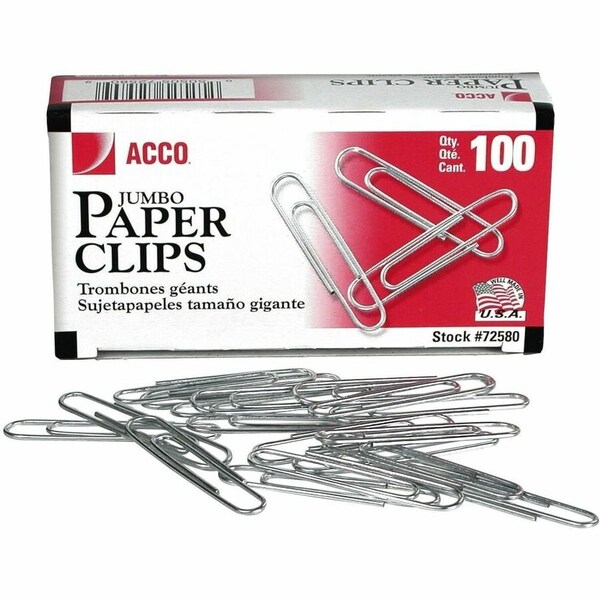 Gbc ACCO, PAPER CLIPS, JUMBO, SILVER, 1000PK 72580 - main