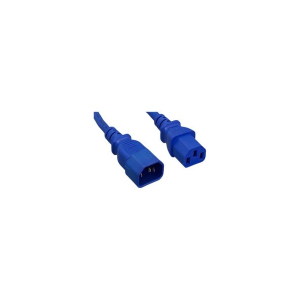 Cable Wholesale Computer / Monitor Power Extension Cord, Blue, C13 to C14, 14AWG, 15 Amp, 3 foot 10W2-02203BL - main