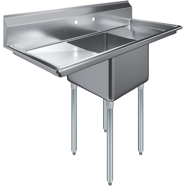 Amgood 54 in. x 23.5 in. Stainless Steel One Compartment Sink with 18 in. x 18 in. Bowl and 18 in. Left and Right Drainboards SINK S1C-181812-18LR-NF-Z - main
