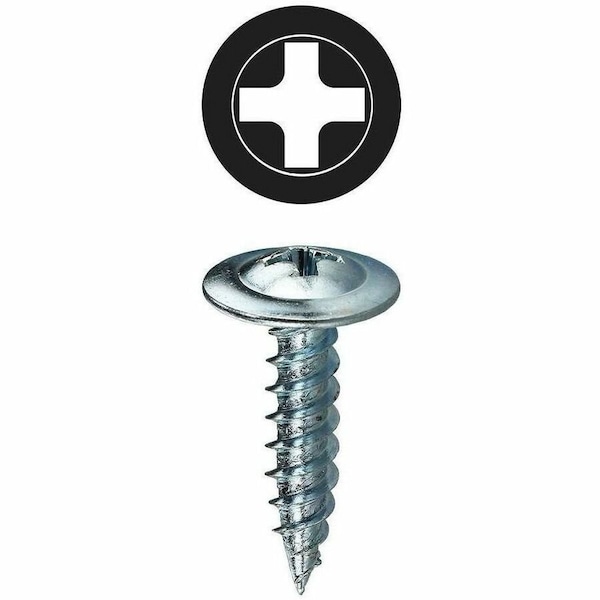 Dottie Sheet Metal Screw, #8 x 1/2 in, Zinc Plated Steel Wafer Head Phillips Drive, 100 PK KW812 - main