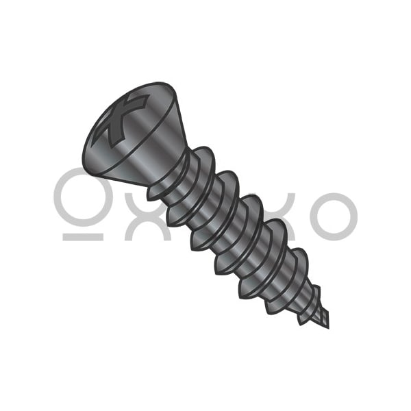Oxoxo 8-18X1/2 Phillips Oval Self Tapping Screw Type A B Number Six Head Fully Thrd Black Oxide, 10000PK 426405 - main