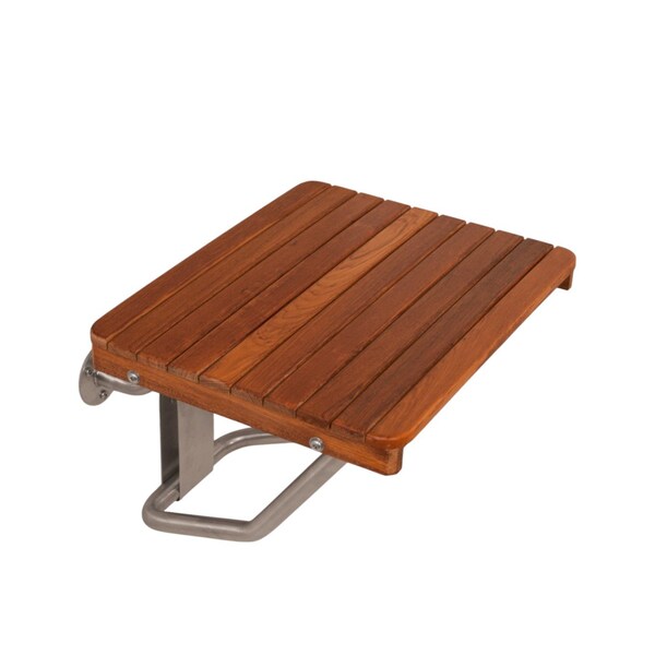 Homeroots 14" X 22" Brown Teak Rectangular Shower Bench 549334 - main