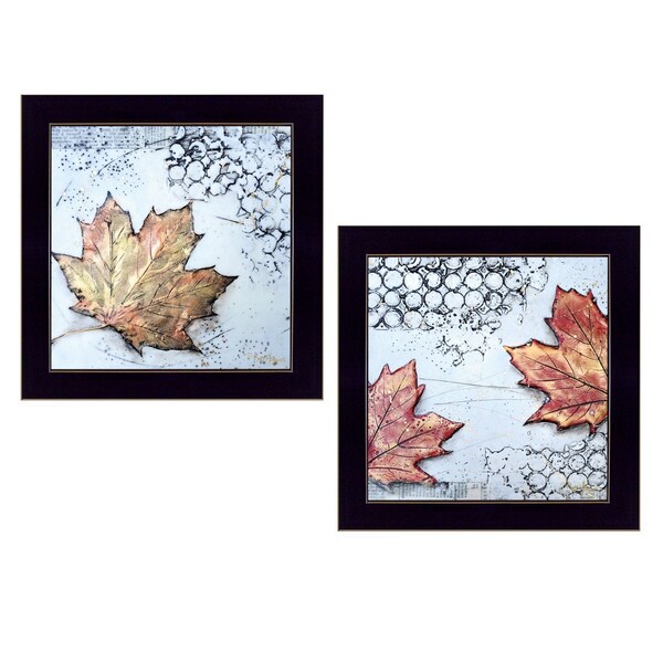 Homeroots Set Of Two Channeling Fall Leaves I and III 3 Black Framed Print Wall Art, 2PK 407066 - main