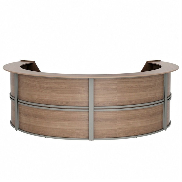 Linea Italia Reception Desk 107 in D X 46 in H, 11.8 ft W X Thermofused Laminate, Walnut ZUI298 - main