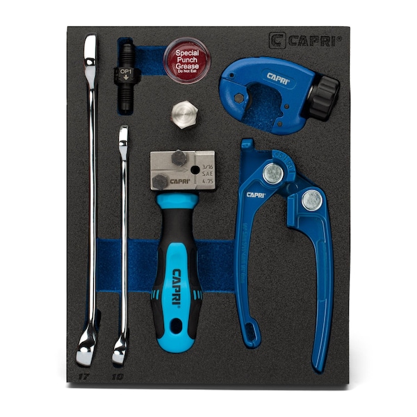 Capri Tools 3/16 in. Double Flaring Tool Kit for Brake Lines 3/16in SAE w/ Wrenches, Tube Cutter, and Tube Bender CP21110-316K - main