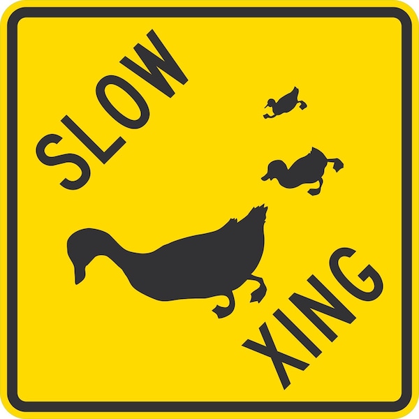 Lyle Slow Xing (Duck & Ducklings Symbol), 30x30, High Intensity Prismatic, Yellow G-15285-HI_30x30 - main