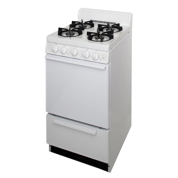 Premier Gas Range, Four 9100 BTU Sealed Burners, 20 inW x 40 inH x 24.5 inD, 2.42 cu. Ft., White 805730 - main