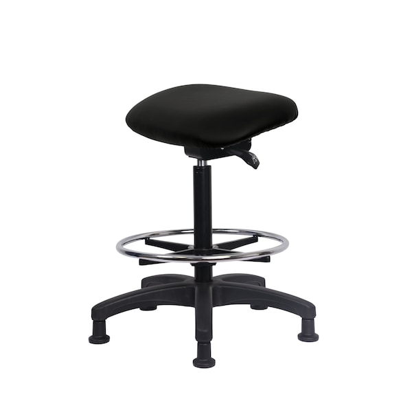 Blue Ridge Ergonomics Vinyl Sit-Stand - Standing Height with Chrome Foot Ring Stationary Glides in Carbon Supernova Vinyl VSTSS-RG-CF-RG-8823 - main