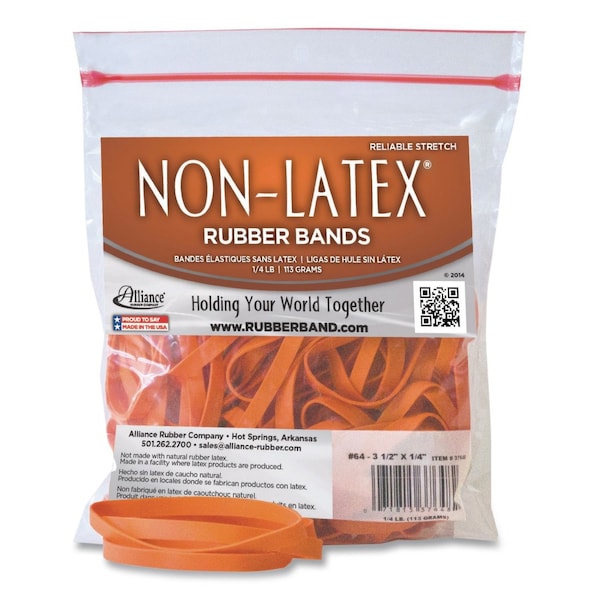Alliance Rubber Non-Latex Rubber Bands, Size 64, Orange, 95PK 37648 - main