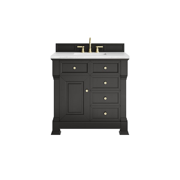 James Martin Vanities Brookfield 36 in. Single Vanity, Black Onyx w/ 3 CM Arctic Fall Solid Surface Top 547-V36-BKO-3AF - main