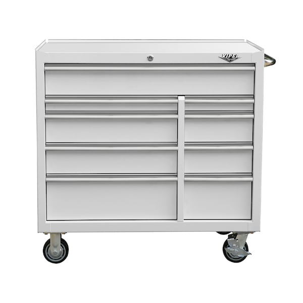 Viper Tool Storage Premium Series 41-Inch 9-Drawer Rolling Tool Cabinet with Butcher Block Top and Vise Mounting Plate V412409WHR - main