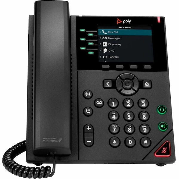 Hp Poly VVX 350 6-Line IP Phone and PoE-enabled with Power Supply US 89B69AA#ABA - main