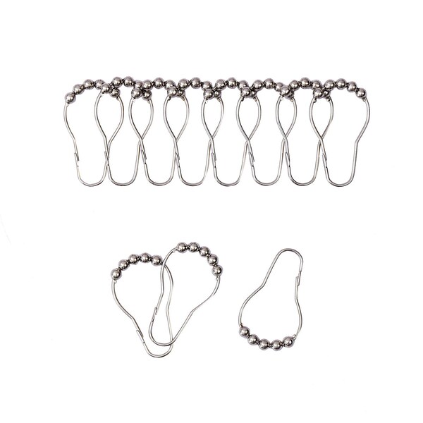 Homeroots 72" Dark Gray Waffle Weave Fabric Shower Curtain Liner and Hooks Set 484083 - main