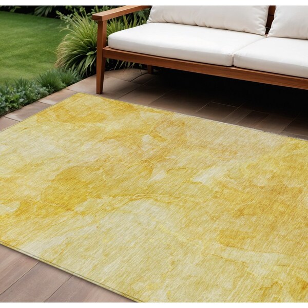 Homeroots 9' X 12' Gold And Yellow Nautical Washable Indoor Outdoor Area Rug 581735 - main