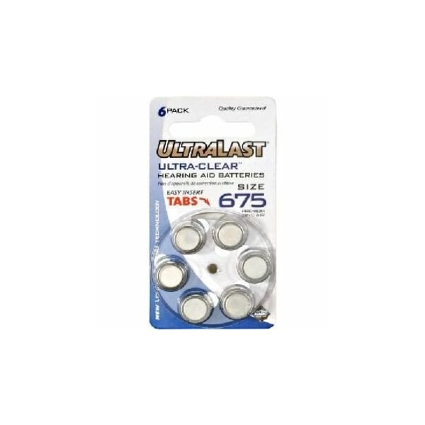 Ultralast NABC UltraLast UL675HA Size 675 Ultra-Clear Hearing Aid Battery - Zinc Air - 1.4V DC UL675HA - main