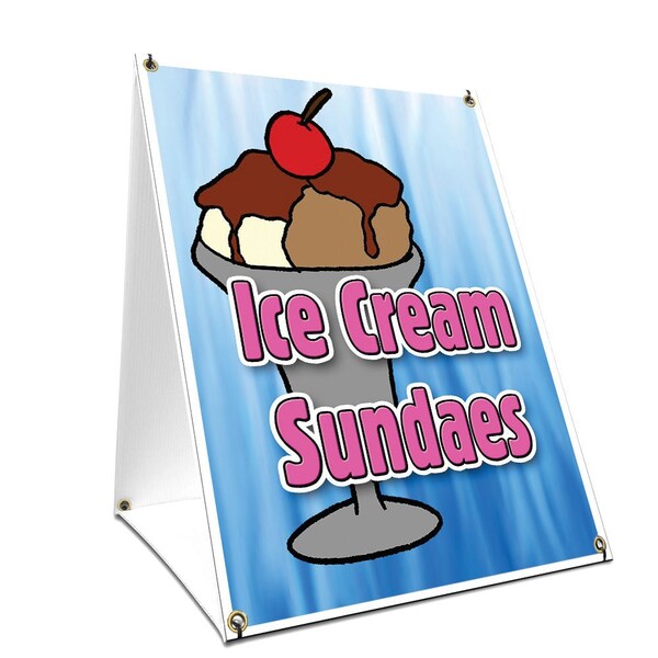 Signmission Ice Cream Sundaes, 36 Inch x 24 Inch A-frame Yard Sign, Plastic Sign SBC-2436-Ice Cream Sundaes - main