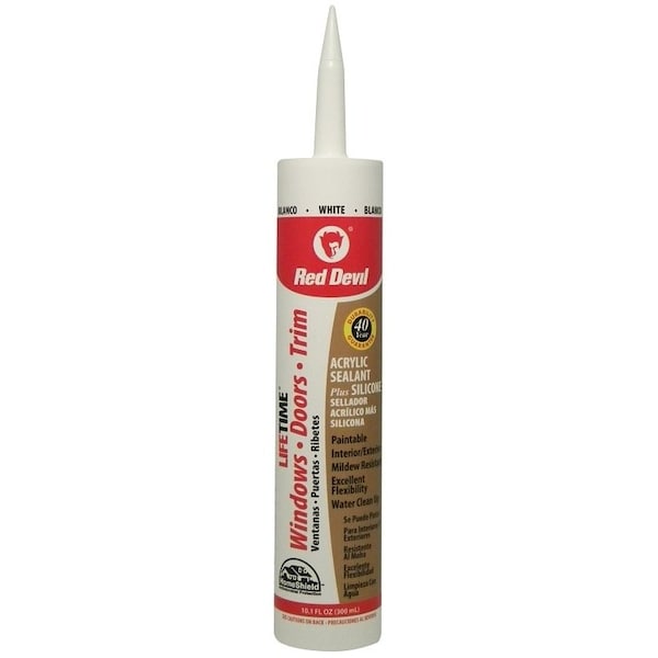Red Devil Lifetime Acrylic Sealant, White, -20 to 180 deg F, 10.1 fl-oz Cartridge 0856PR - main