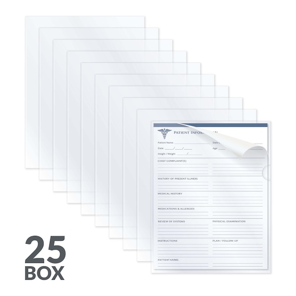 C-Line Products 8-1/2" x 11" Clear Reduced Glare Poly Project Folders with Antimicrobial Protection, 25/BX 62137 - main