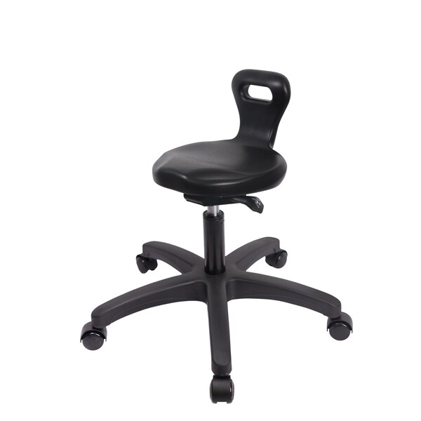 Blue Ridge Ergonomics Polyurethane Serpent Sit-Stand Stool - Medium Bench Height with Casters in Black Polyurethane PSPMBSO-RG-NF-RC-BLK - main