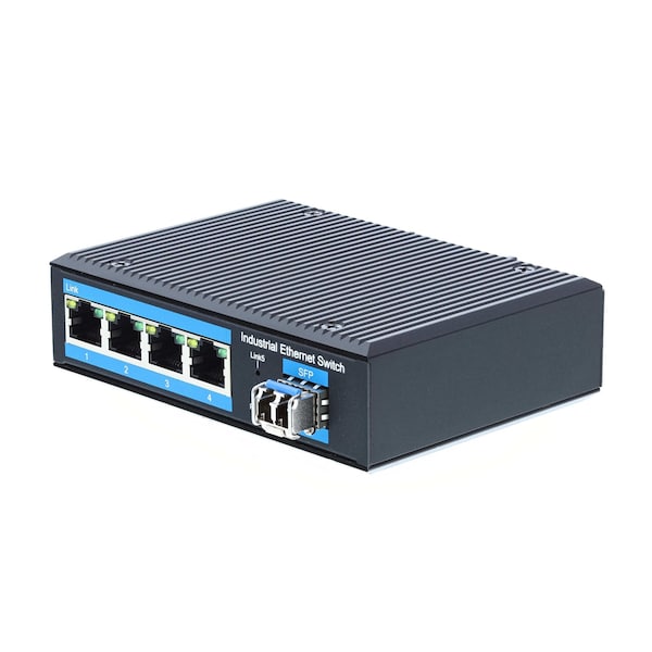 Networx Industrial Gigabit Fiber Media Converter - 1000Base-LX, LC Multimode, 2km, 1310nm, 4 Port Switch IT-1000MM-LC-04 - main