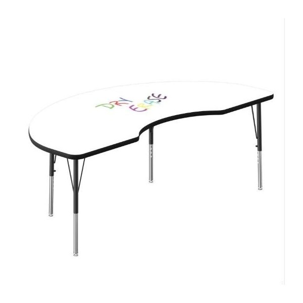 Correll Kidney Dry Erase Activity Table, 72 in W, 36 in L, 19 in to 29 in H, Particleboard, Frosty White A3672DE-KID-80-14-09 - main
