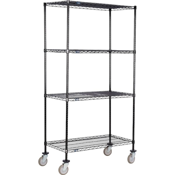 Global Industrial Nexel 4 Shelf Truck, Black Epoxy, 72"W x 24"D x 80"H, Polyurethane Swivel Casters B3144450 - main