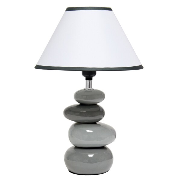 Homeroots 15" Light Gray And Dark Gray Ceramic Novelty Table Lamp With White Empire Shade 642933 - main