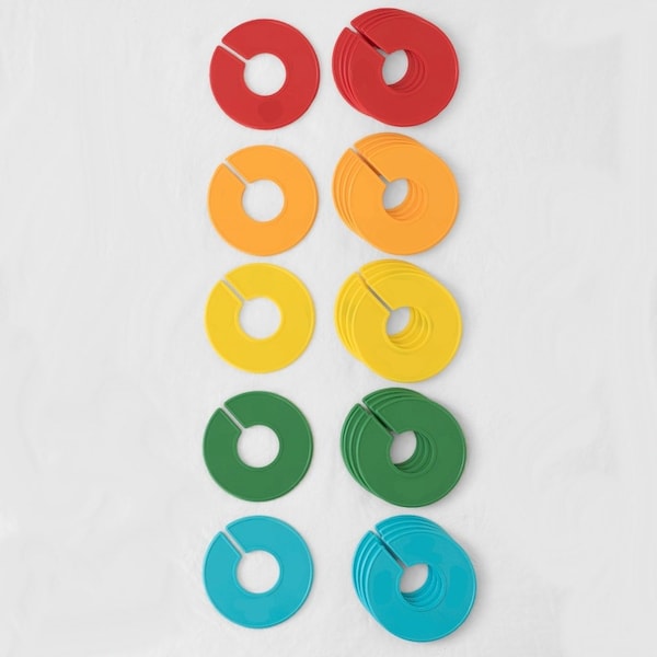 Nahanco Colorful Round Clothing Size Dividers, 5 Mixed Colors - Blank Kit of 25, 25PK CCKIT6 - main