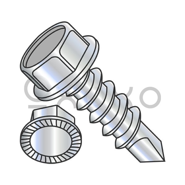 Oxoxo 10-16X3/4 Unslot Indent Hexwasher High Head Serrated SDS F/T #3 Point Zinc and Bake, 5000PK 545077 - main